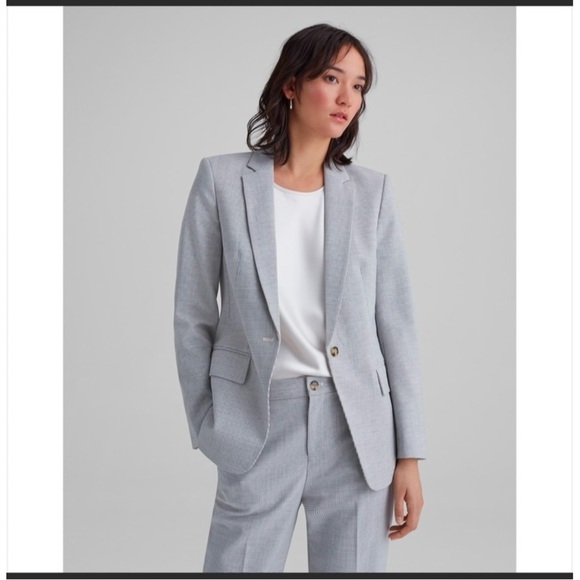 CLUB MONACO Borrem Single Button Blazer Wool Blend White Grey Size 10 - Picture 16 of 16